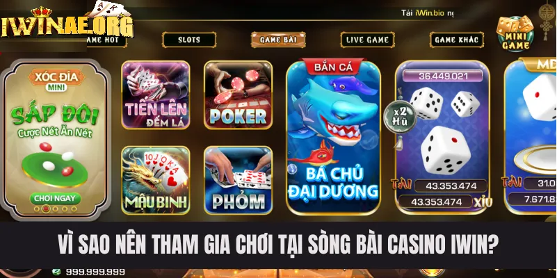 Casino Iwin trực tuyến với đa dạng các tựa game cá cược hot hit